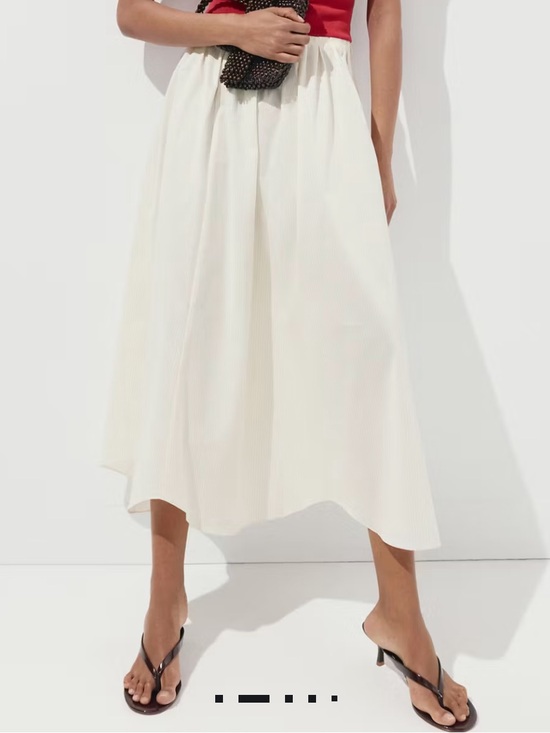 Mango Dresses & Skirts - Mango Cream Pinstripe A-Line Midi Skirt STRIPED COTTON A-LINE SKIRT 7781